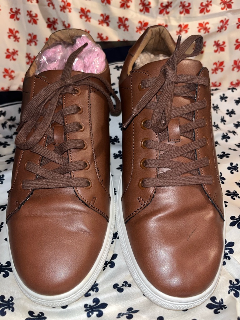 Banana republica Men's Brown Leather Lace-Up Sneakers